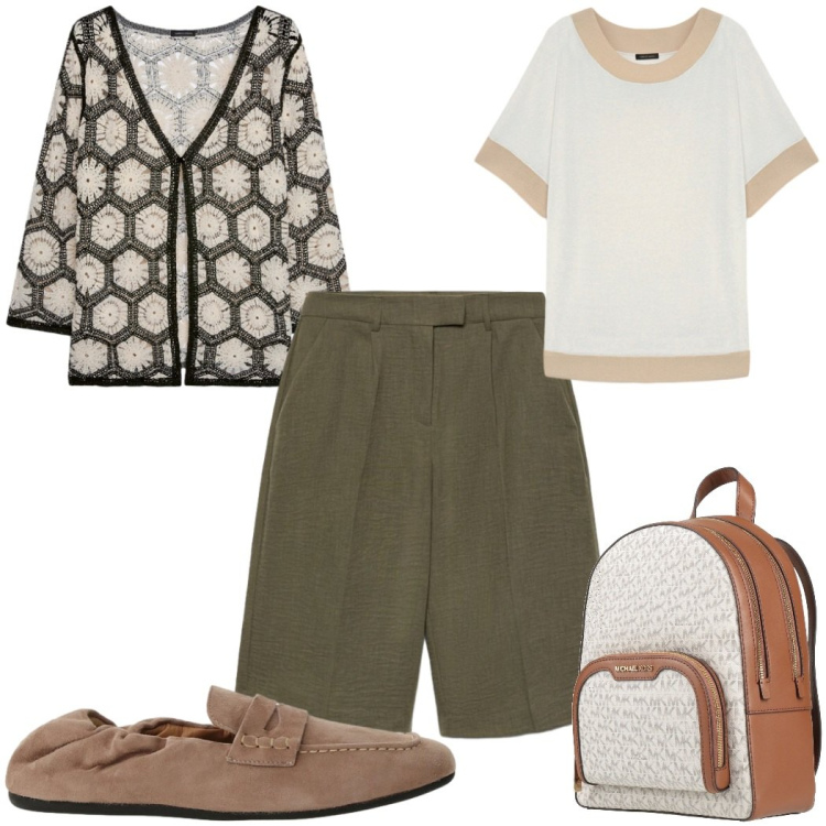 Outfit donna - Total look #2450781. Stile Etnico per Tutti i giorni. Abbinamento con zaini, bermuda, mocassini, t-shirt, cardigans.