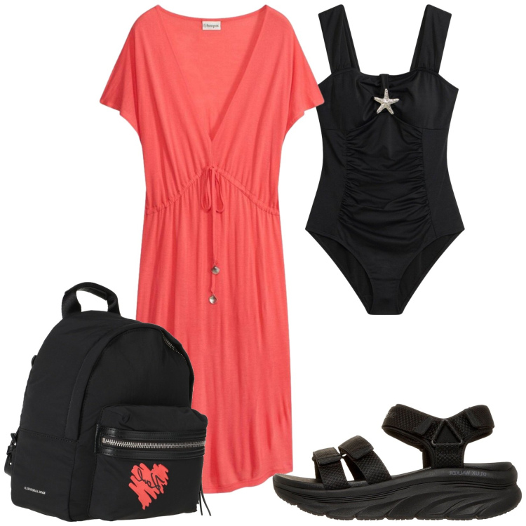 Outfit donna - Total look #2450786. Stile Casual per Mare. Abbinamento con zaini, costumi interi, vestiti da spiaggia, sandali.