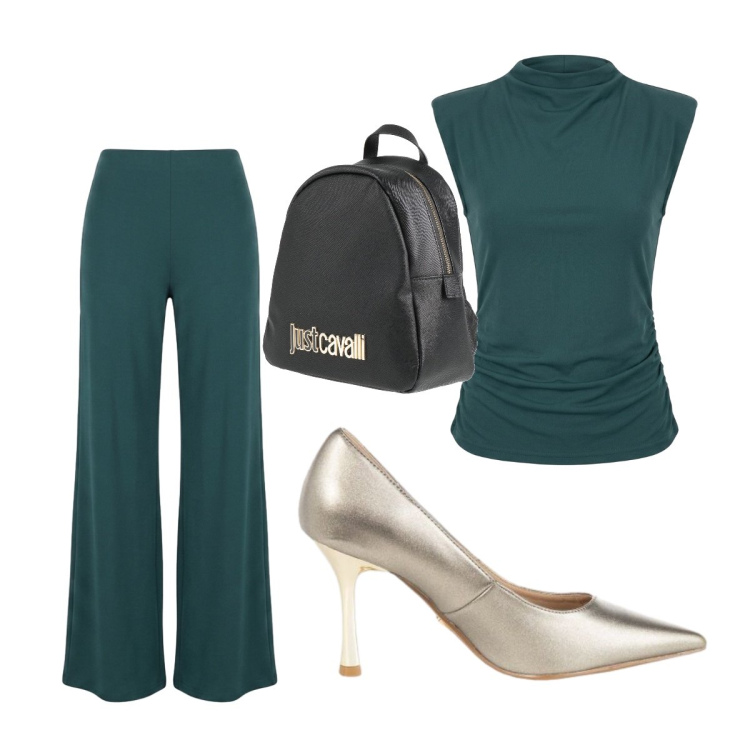 Outfit donna - Pantaloni perfetti Nunalie. Stile Chic per Cerimonia. Abbinamento con zaini, décolleté, top, pantaloni a palazzo.