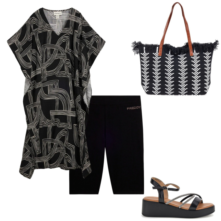 Outfit donna - Total look #2450923. Stile Casual per Mare. Abbinamento con caftani, bermuda, borse tote, sandali.