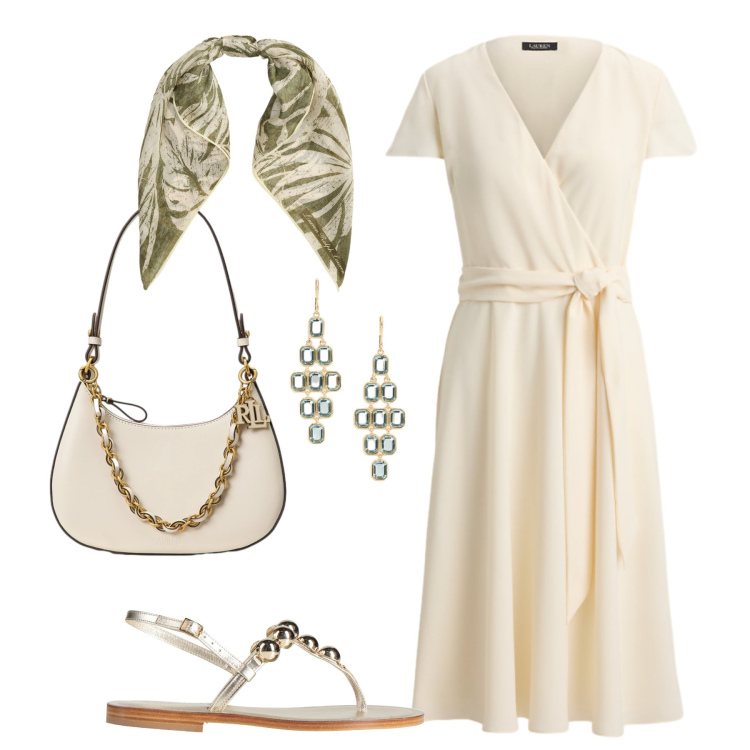 Outfit donna - Aperitivo vista mare - @francine. Stile Glamour per Tutti i giorni. Abbinamento con infradito, vestiti chemisier, foulard, borse a spalla, orecchini.
