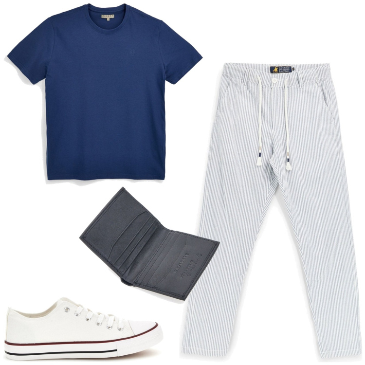Outfit uomo - Total look #2450996. Stile Casual per Tutti i giorni. Abbinamento con sneakers, portafogli, t-shirt, pantaloni.
