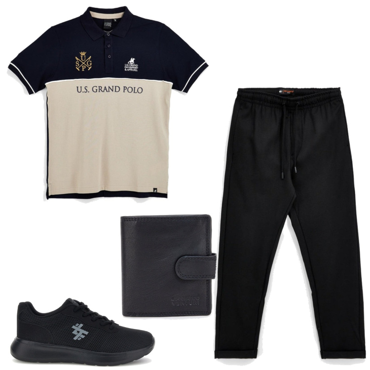 Outfit uomo - Total look #2451007. Stile Casual per Tutti i giorni. Abbinamento con portafogli, sneakers, pantaloni, polo.