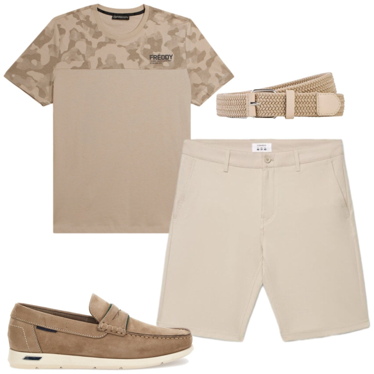 Outfit uomo - Total look #2451031. Stile Casual per Tutti i giorni. Abbinamento con cinture, shorts, t-shirt, scarpe stringate.