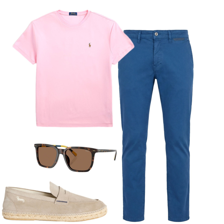 Outfit uomo - Total look #2451036. Stile Casual per Tutti i giorni. Abbinamento con pantaloni, espadrillas, occhiali da sole, t-shirt.