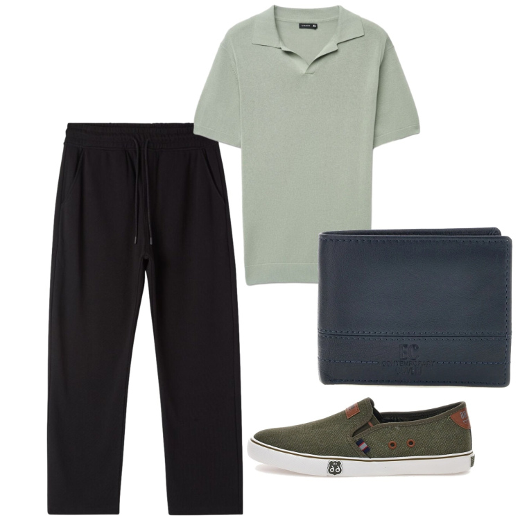 Outfit uomo - Total look #2451103. Stile Casual per Tutti i giorni. Abbinamento con polo, pantaloni, scarpe stringate, portafogli.
