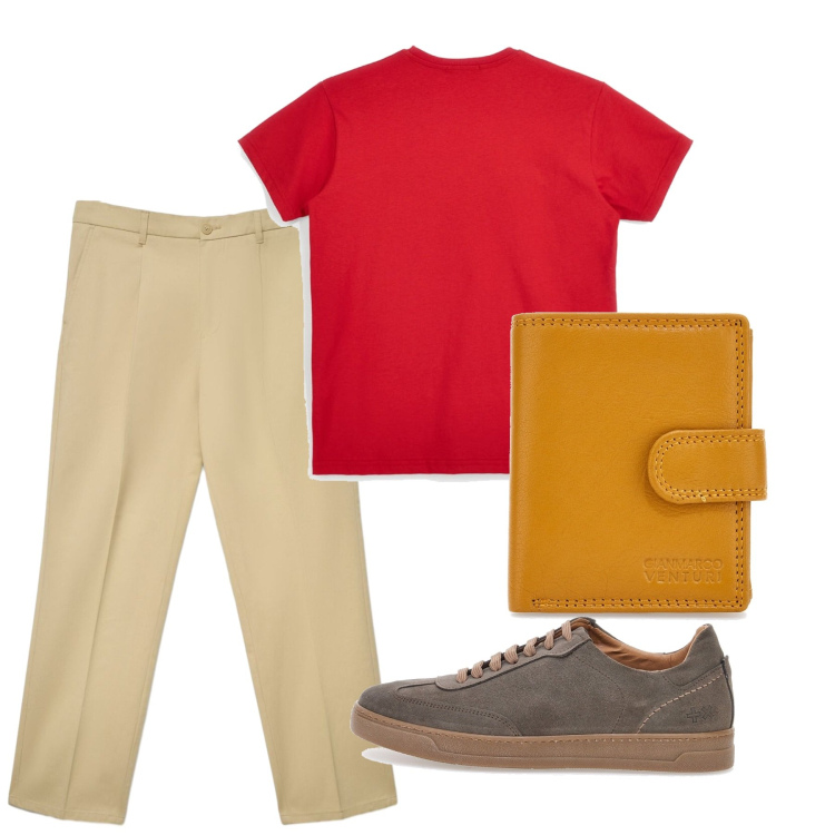 Outfit uomo - Total look #2451106. Stile Casual per Tutti i giorni. Abbinamento con pantaloni chino, portafogli, sneakers, t-shirt.