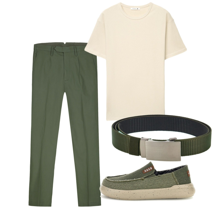 Outfit uomo - Total look #2451111. Stile Casual per Tutti i giorni. Abbinamento con t-shirt, pantaloni, cinture, scarpe stringate.