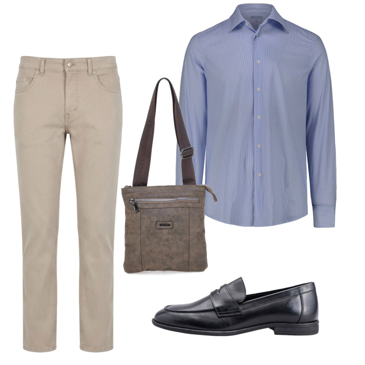 Outfit uomo - Total look #2451117. Stile Casual per Tutti i giorni. Abbinamento con pantaloni, camicie, scarpe stringate, portafogli.
