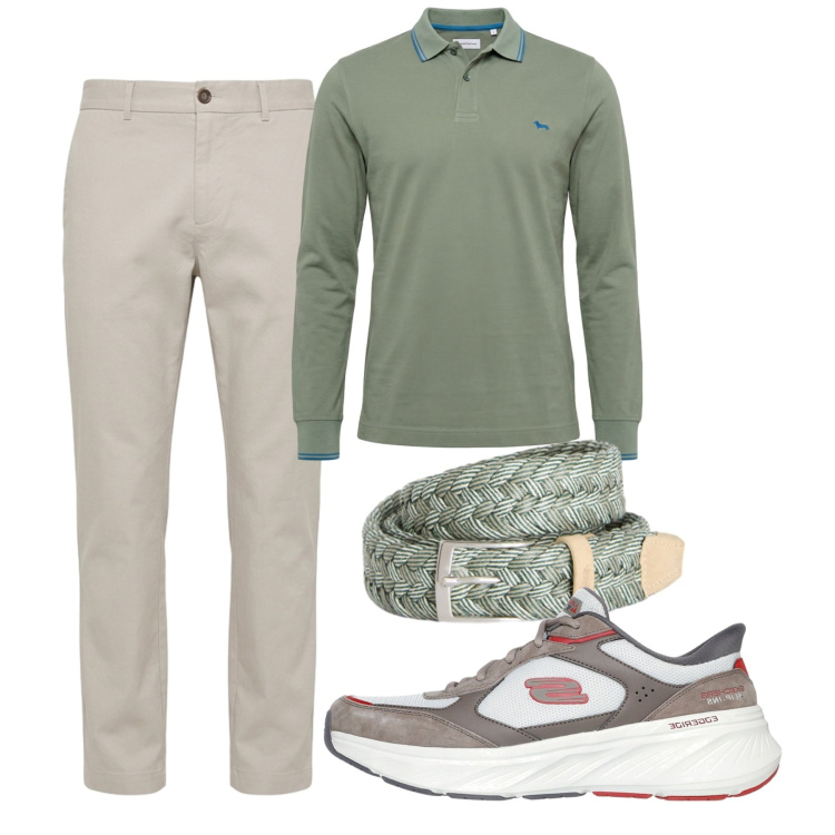Outfit uomo - Total look #2451120. Stile Casual per Tutti i giorni. Abbinamento con polo, cinture, pantaloni, sneakers.
