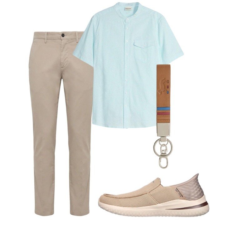 Outfit uomo - Total look #2451124. Stile Casual per Tutti i giorni. Abbinamento con camicie a manica corta, pantaloni, portachiavi, sneakers.