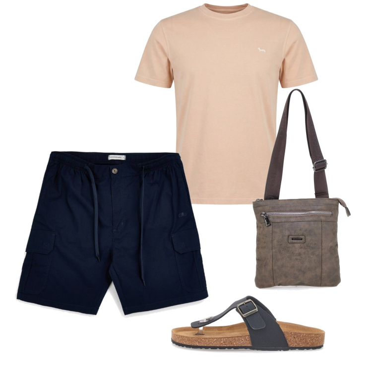 Outfit uomo - Total look #2451126. Stile Casual per Tutti i giorni. Abbinamento con t-shirt, portafogli, shorts, sandali.