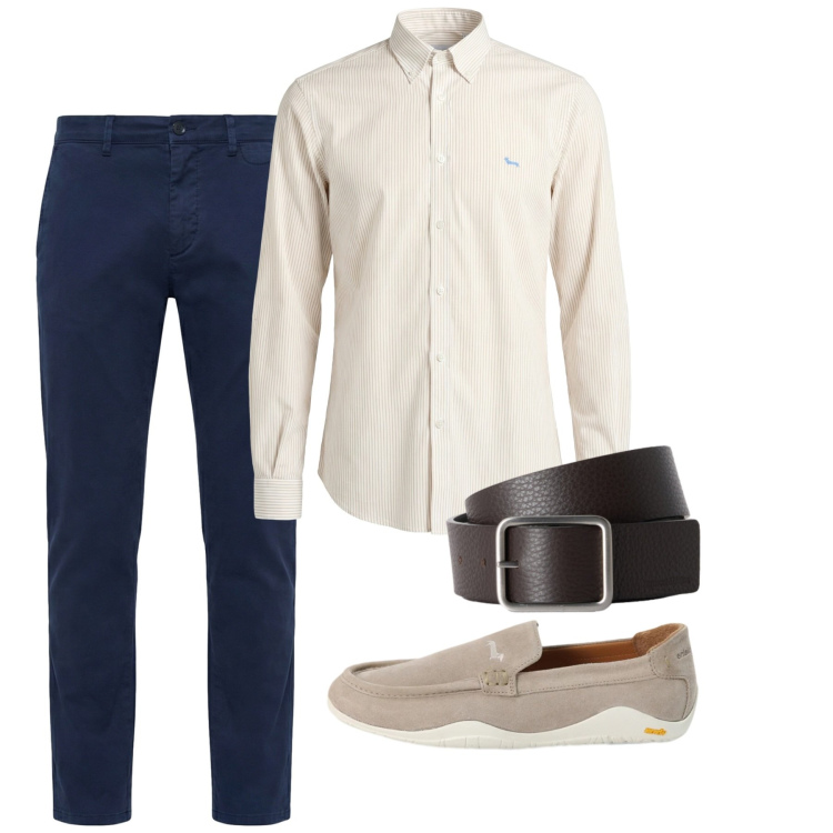 Outfit uomo - Total look #2451133. Stile Business/Elegante per Tutti i giorni. Abbinamento con camicie, pantaloni chino, scarpe stringate, cinture.