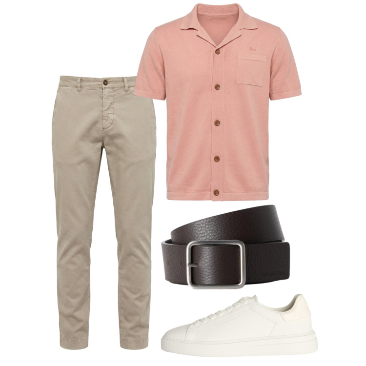 Outfit uomo - Total look #2451135. Stile Casual per Tutti i giorni. Abbinamento con pantaloni chino, camicie a manica corta, sneakers, cinture.