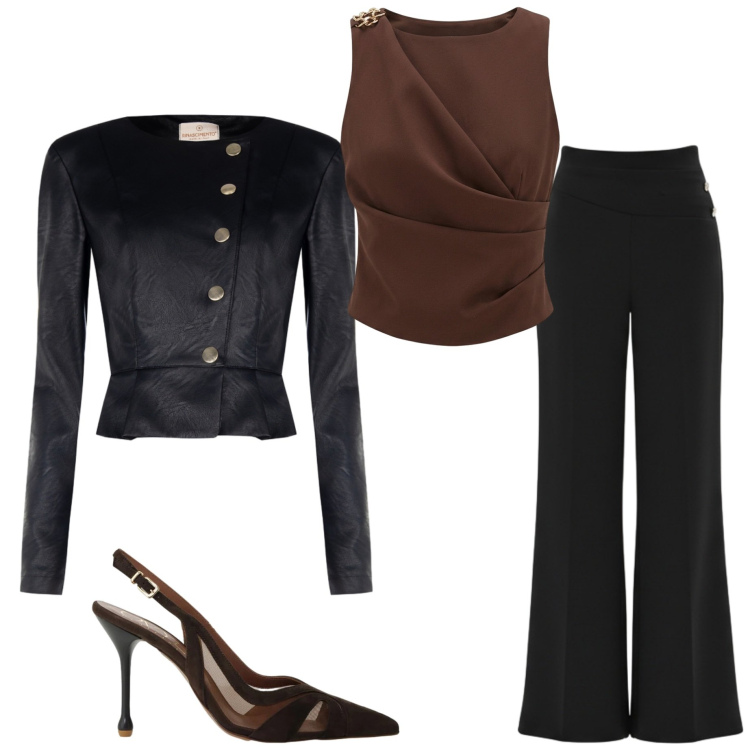 Outfit donna - Rinascimento. Stile Chic per Serata fuori. Abbinamento con décolleté, giacche, canottiere, pantaloni a palazzo.