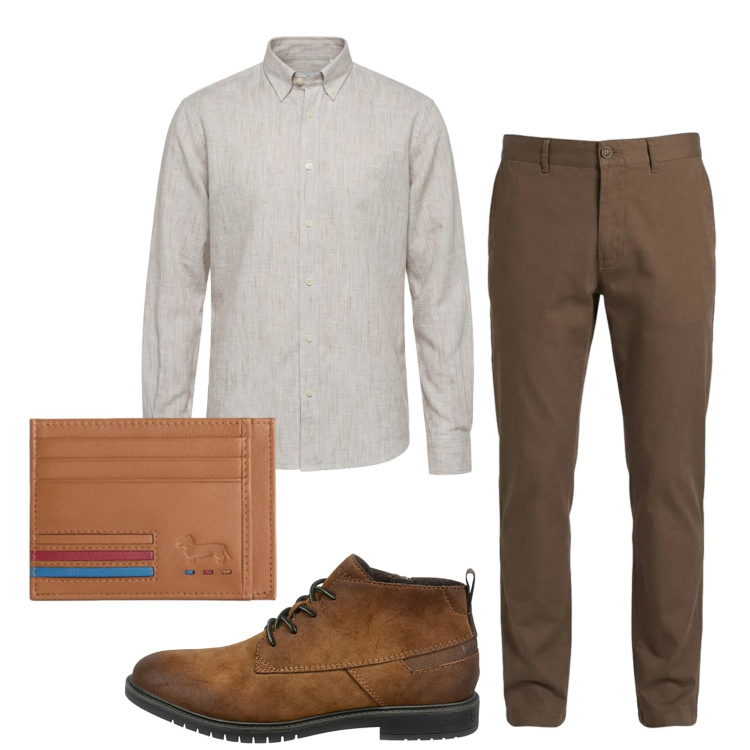 Outfit uomo - Total look #2451178. Stile Casual per Serata speciale. Abbinamento con pantaloni, camicie, portafogli, scarpe stringate.