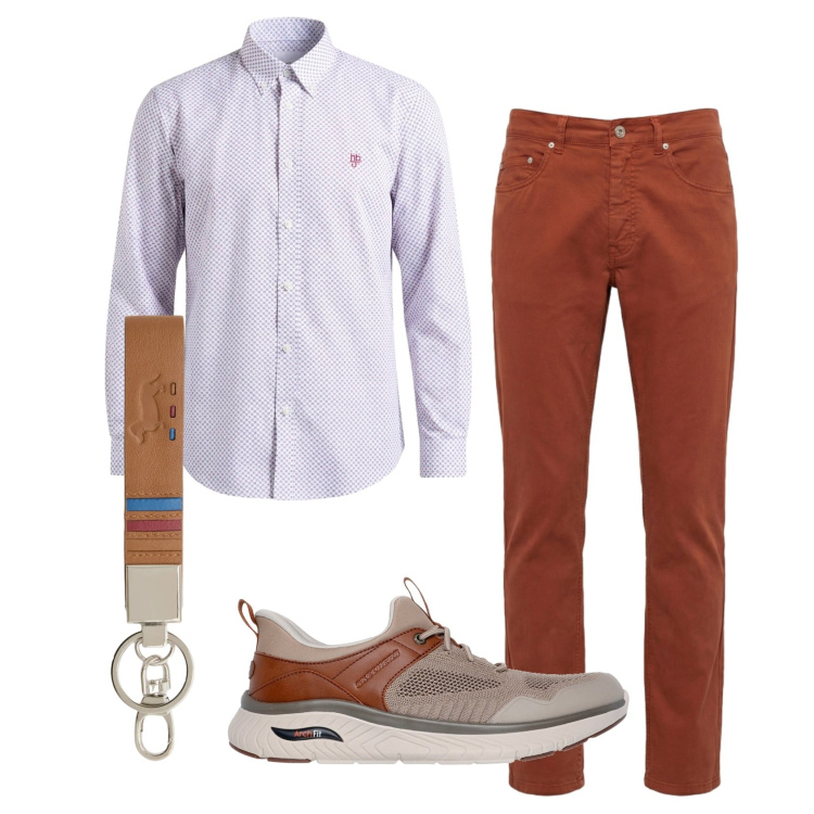 Outfit uomo - Total look #2451180. Stile Business/Elegante per Tutti i giorni. Abbinamento con pantaloni, camicie, portachiavi, sneakers.