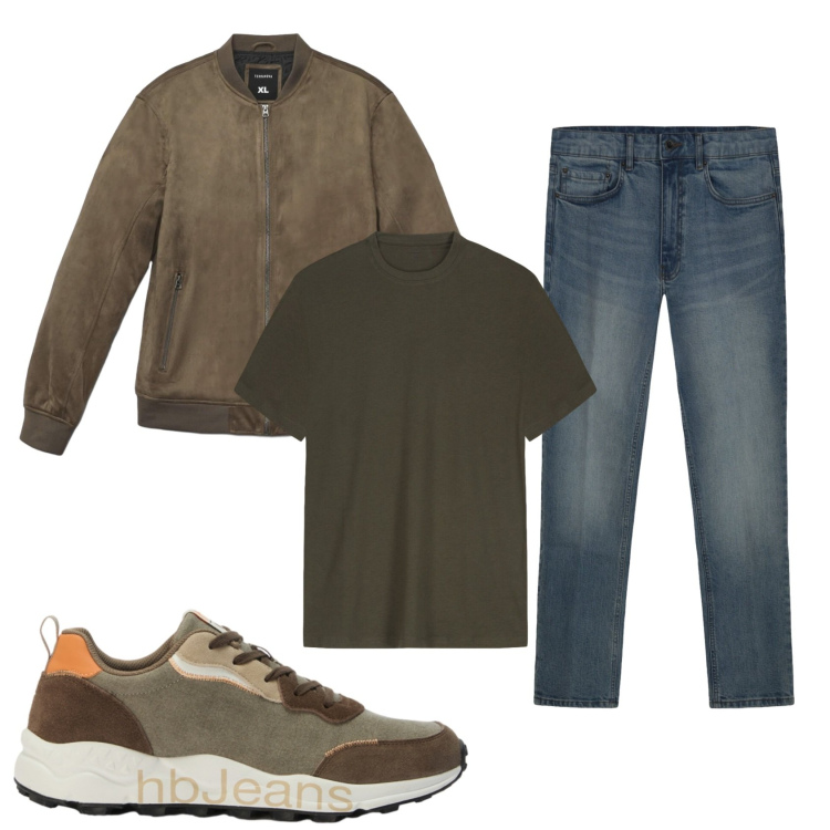 Outfit uomo - Total look #2451182. Stile Trendy per Tutti i giorni. Abbinamento con sneakers, giacche, t-shirt, jeans.