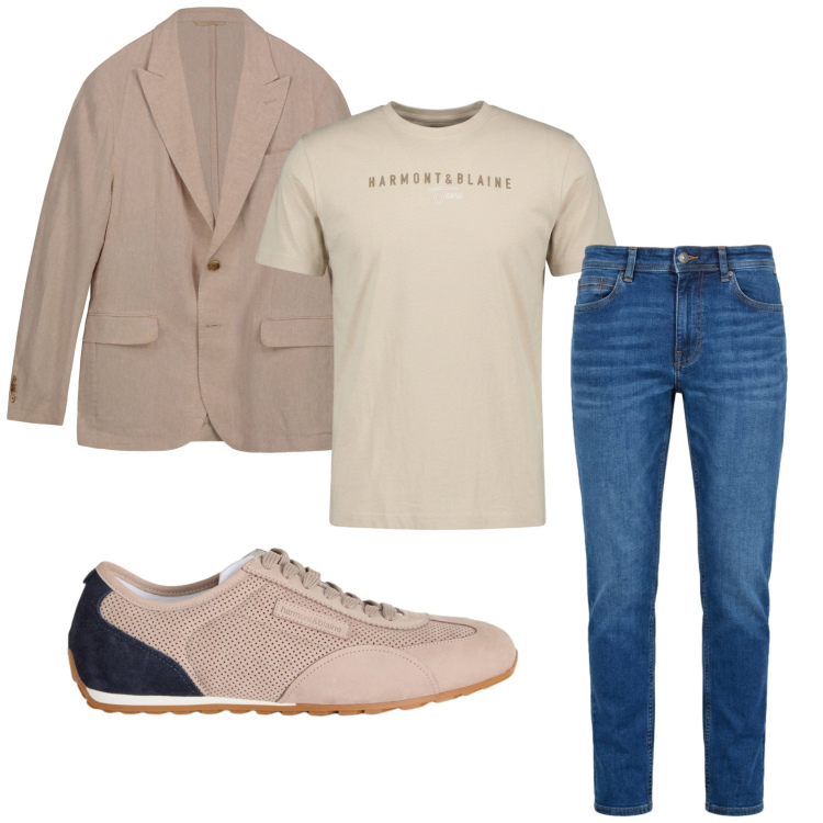 Outfit uomo - Total look #2451183. Stile Trendy per Serata speciale. Abbinamento con sneakers, jeans, t-shirt, giacche.