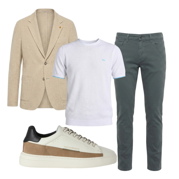 Outfit uomo - Total look #2451185. Stile Trendy per Serata speciale. Abbinamento con t-shirt, giacche, sneakers, jeans slim fit.