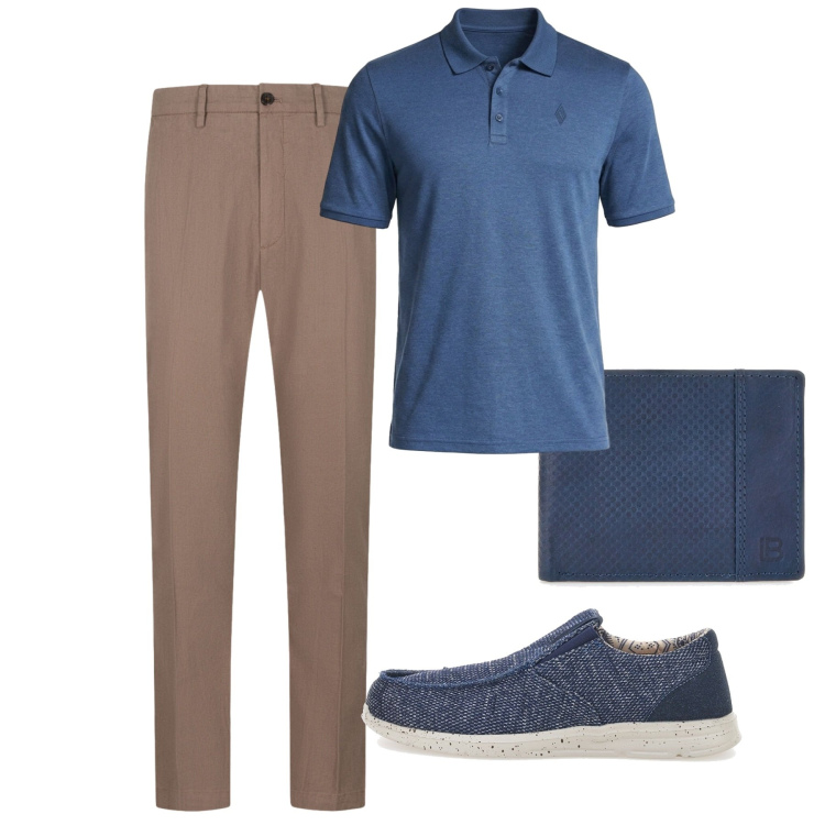 Outfit uomo - Total look #2451196. Stile Casual per Tutti i giorni. Abbinamento con pantaloni, portafogli, scarpe stringate, polo.