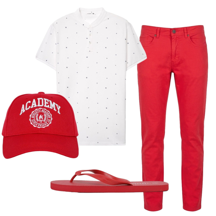 Outfit uomo - Total look #2451323. Stile Casual per Tutti i giorni. Abbinamento con pantaloni, cappelli, sandali, polo.