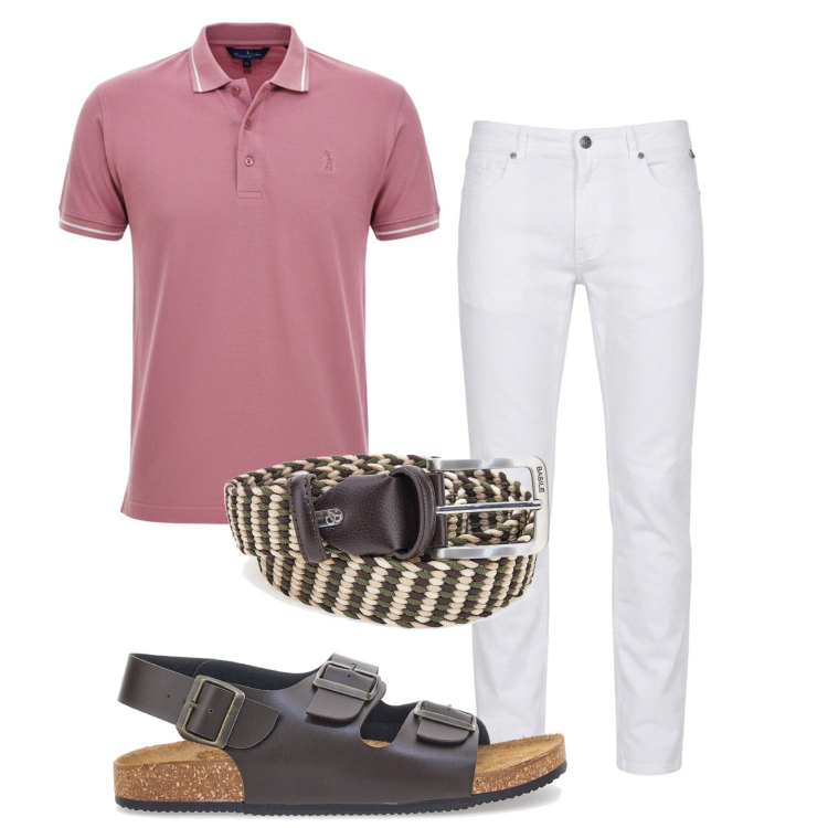 Outfit uomo - Total look #2451333. Stile Casual per Tutti i giorni. Abbinamento con pantaloni, cinture, polo, sandali.