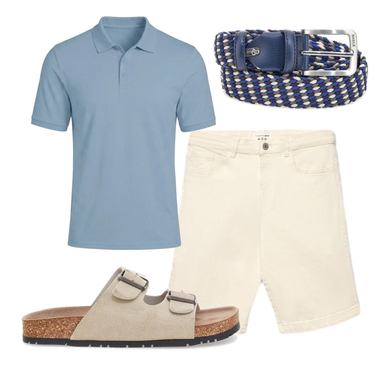 Outfit uomo - Total look #2451341. Stile Casual per Tutti i giorni. Abbinamento con shorts, cinture, sandali, polo.