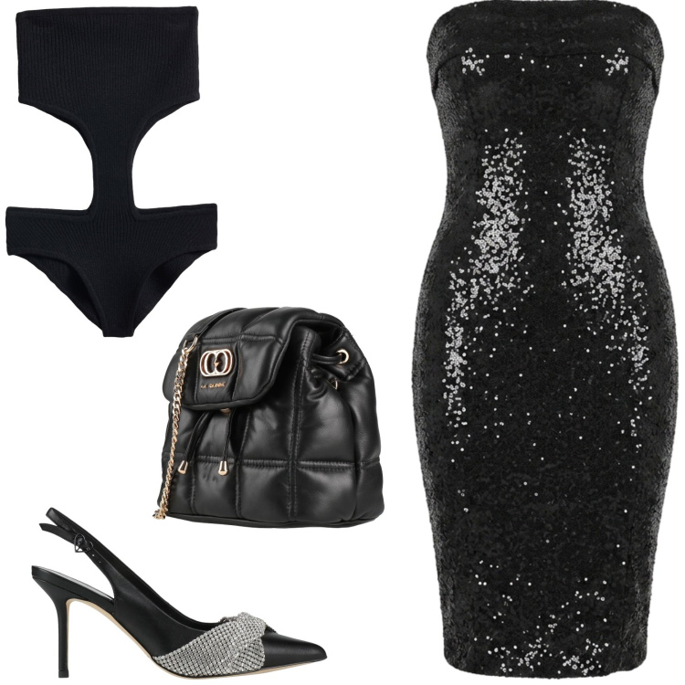 Outfit donna - Total look #2451343. Stile Sexy per Serata fuori. Abbinamento con body, décolleté, valigie, vestiti midi/longuette.