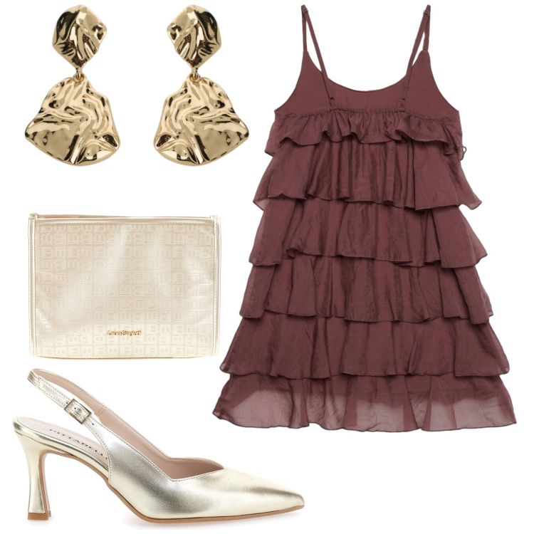 Outfit donna - Total look #2451350. Stile Glamour per Serata fuori. Abbinamento con orecchini, vestiti corti, décolleté, pochette.