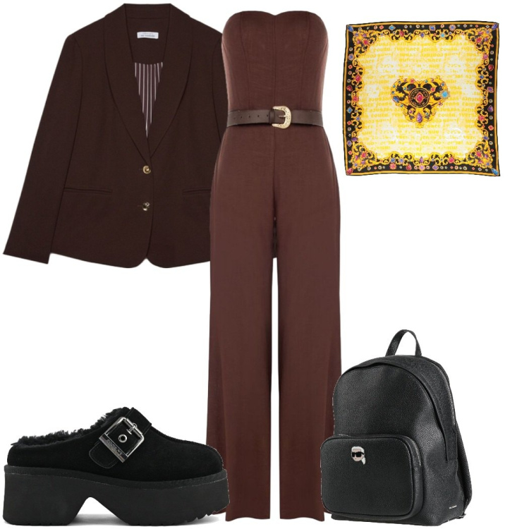 Outfit donna - Total look #2451358. Stile Trendy per Tutti i giorni. Abbinamento con zaini, sciarpe, tute, blazer, sabot.