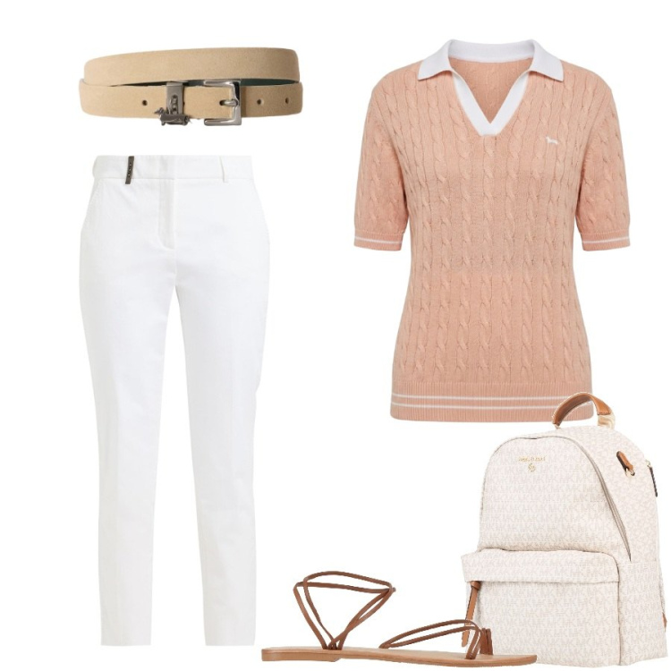 Outfit donna - Total look #2451360. Stile Casual chic per Tutti i giorni. Abbinamento con pantaloni, zaini, ciabatte, polo, cinture.
