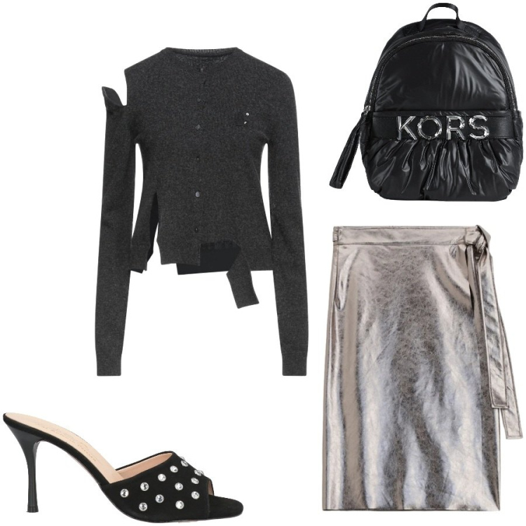 Outfit donna - Total look #2451366. Stile Casual chic per Tutti i giorni. Abbinamento con cardigans, zaini, sandali in pelle, gonne longuette.