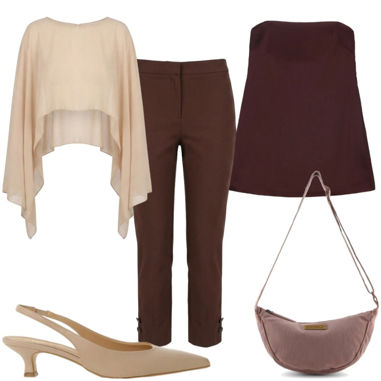 Outfit donna - Total look #2451383. Stile Minimal per Tutti i giorni. Abbinamento con décolleté, top, pantaloni, blazer, borse a tracolla.