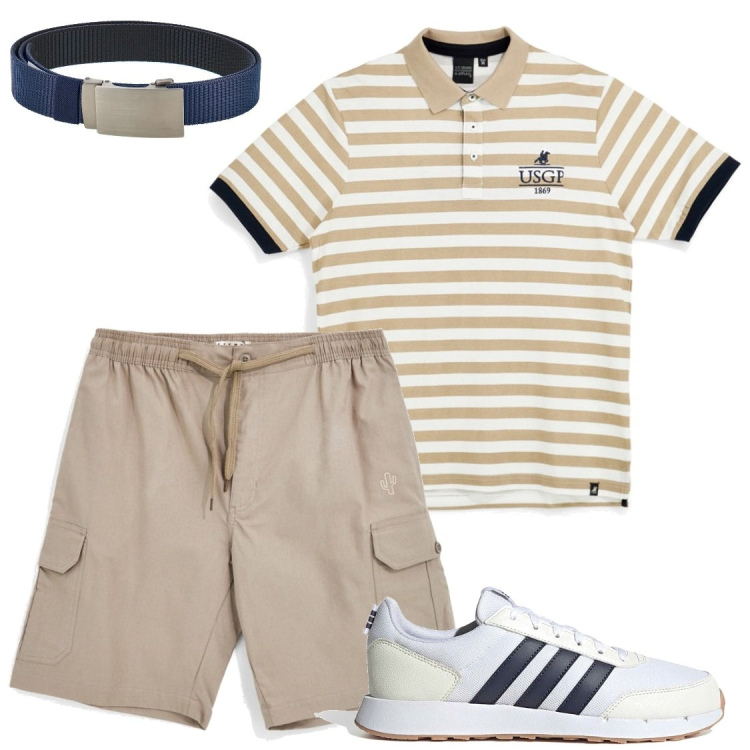 Outfit uomo - Simpaticissimo. Stile Trendy per Tutti i giorni. Abbinamento con cinture, bermuda, polo, sneakers.