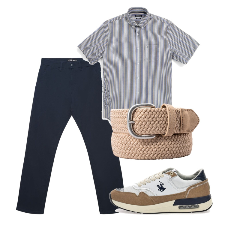 Outfit uomo - Total look #2451398. Stile Casual per Tutti i giorni. Abbinamento con pantaloni chino, cinture, sneakers, camicie a manica corta.