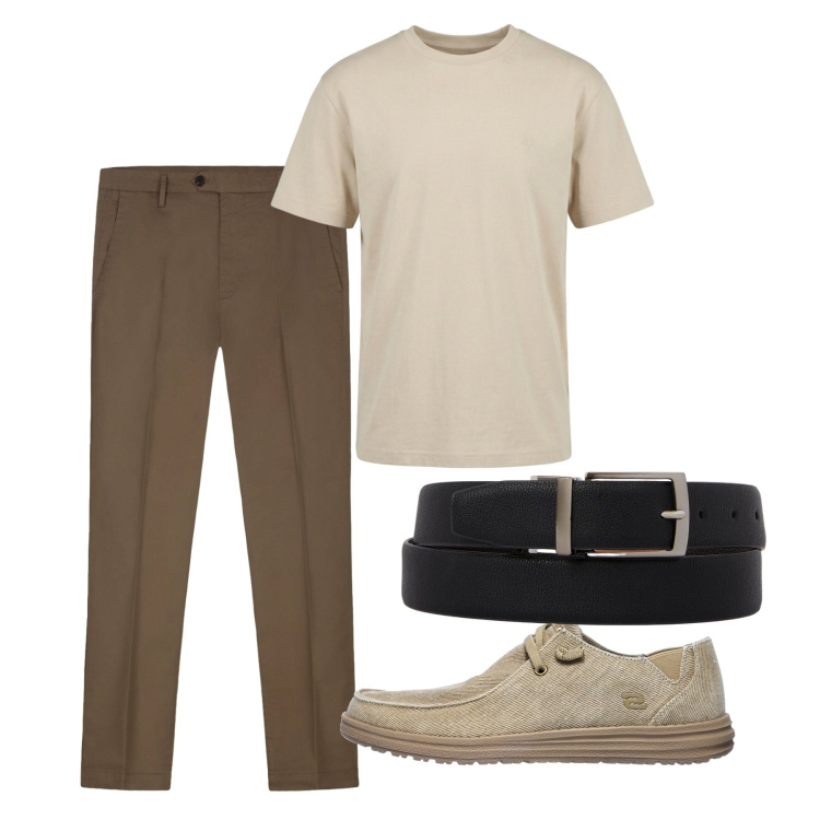 Outfit uomo - Total look #2451399. Stile Casual per Tutti i giorni. Abbinamento con t-shirt, pantaloni, cinture, scarpe stringate.
