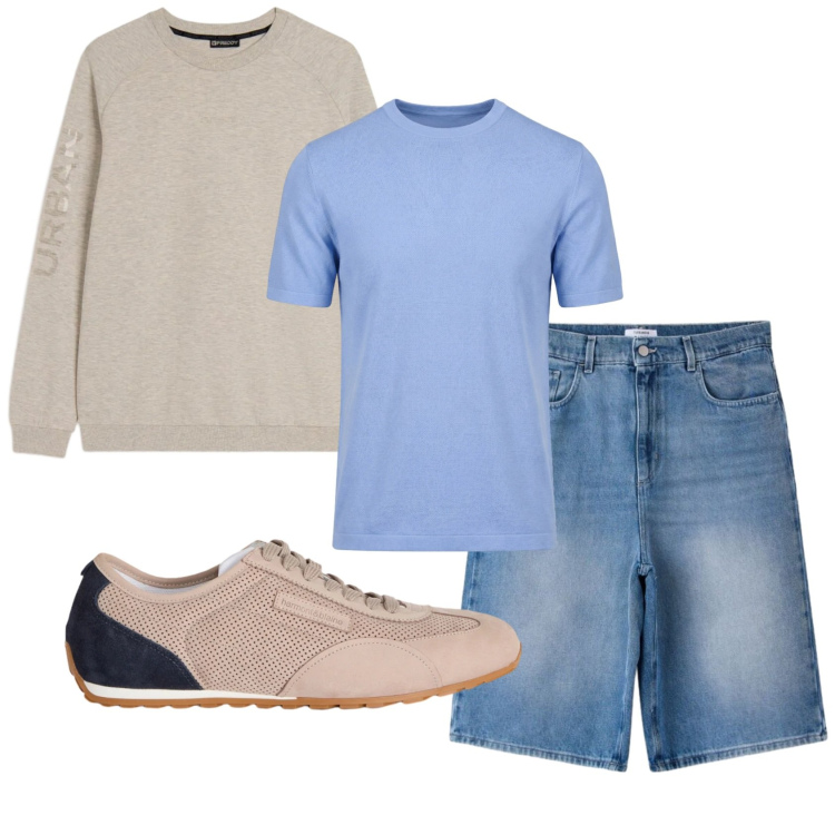 Outfit uomo - Total look #2451410. Stile Casual per Tutti i giorni. Abbinamento con sneakers, t-shirt, pantaloni corti, felpe.