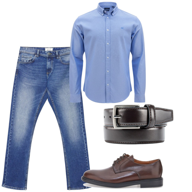 Outfit uomo - Total look #2451418. Stile Casual per Tutti i giorni. Abbinamento con jeans, cinture, scarpe stringate, camicie.