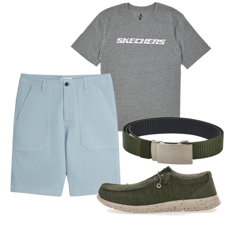 Outfit uomo - Total look #2451422. Stile Casual per Tutti i giorni. Abbinamento con shorts, t-shirt, cinture, scarpe stringate.