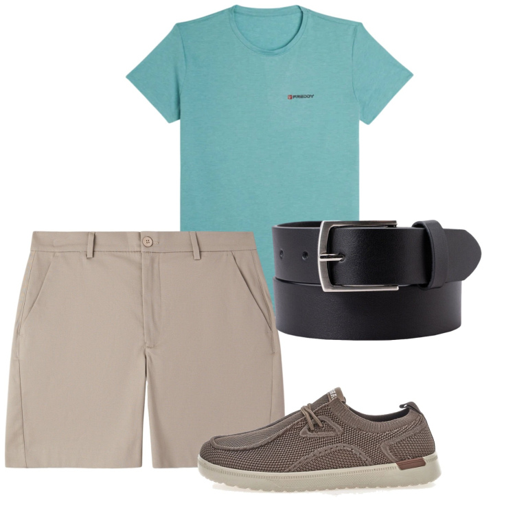 Outfit uomo - Total look #2451433. Stile Casual per Tutti i giorni. Abbinamento con pantaloni corti, cinture, t-shirt, scarpe stringate.