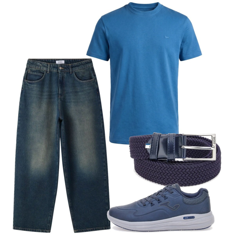 Outfit uomo - Total look #2451441. Stile Casual per Tutti i giorni. Abbinamento con t-shirt, jeans, cinture, sneakers.