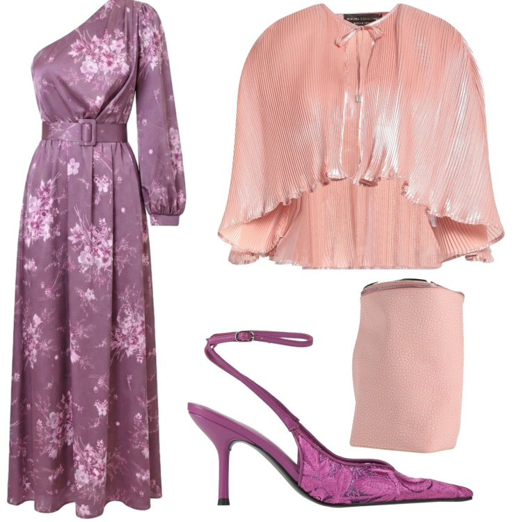 Outfit donna - Declinazioni rosa. Stile Casual per Cerimonia. Abbinamento con zaini, blazer, décolleté, vestiti lunghi.