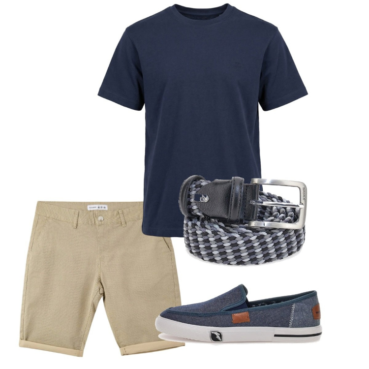 Outfit uomo - Total look #2451446. Stile Casual per Tutti i giorni. Abbinamento con t-shirt, pantaloni corti, sneakers, cinture.
