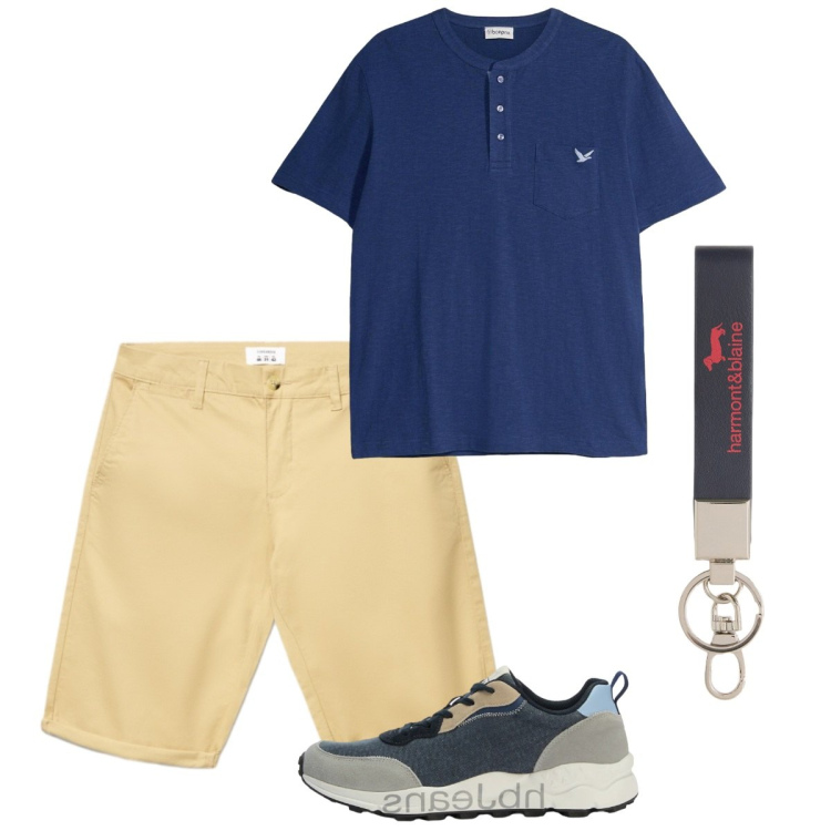 Outfit uomo - Total look #2451448. Stile Casual per Tutti i giorni. Abbinamento con t-shirt, sneakers, portachiavi, shorts.