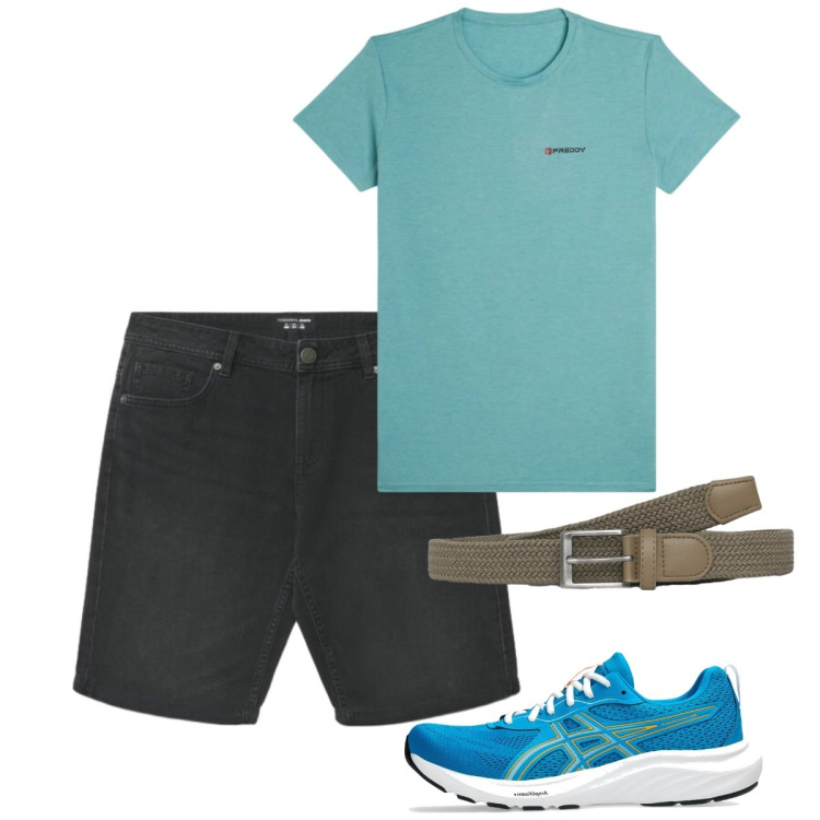 Outfit uomo - Total look #2451449. Stile Casual per Tutti i giorni. Abbinamento con pantaloni corti, cinture, t-shirt, sneakers.