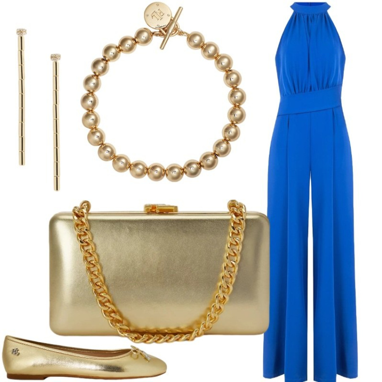 Outfit donna - Arena di Verona. Stile Chic per Serata fuori. Abbinamento con tute, braccialetti, clutch, orecchini, ballerine.