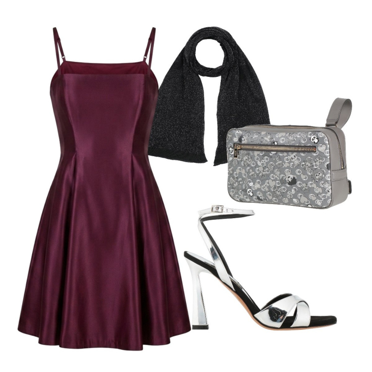 Outfit donna - Vestito luminoso. Stile Chic per Cerimonia. Abbinamento con sciarpe, marsupi, sandali in pelle, vestiti corti.