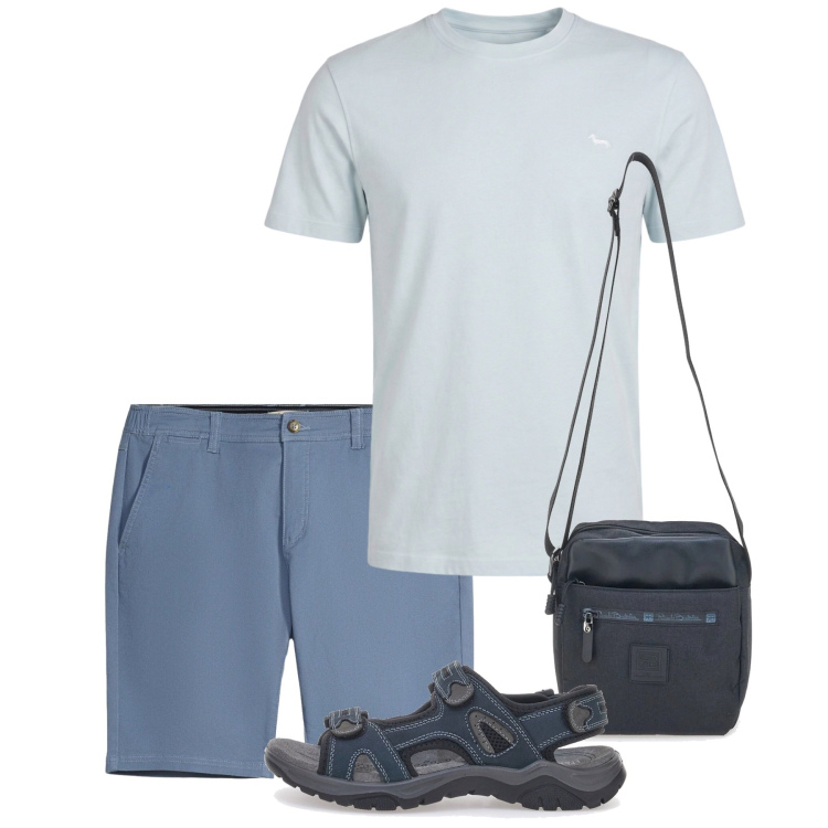Outfit uomo - Total look #2451533. Stile Casual per Tutti i giorni. Abbinamento con bermuda, t-shirt, portafogli, sandali.
