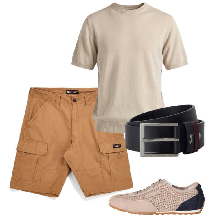 Outfit uomo - Total look #2451543. Stile Trendy per Tutti i giorni. Abbinamento con sneakers, t-shirt, cinture, bermuda.